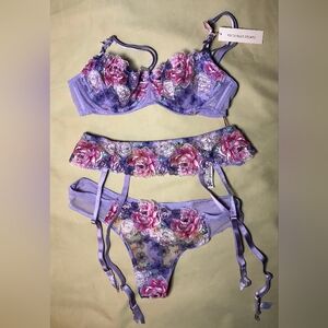 Victoria's Secret Purple Floral Lingerie Set